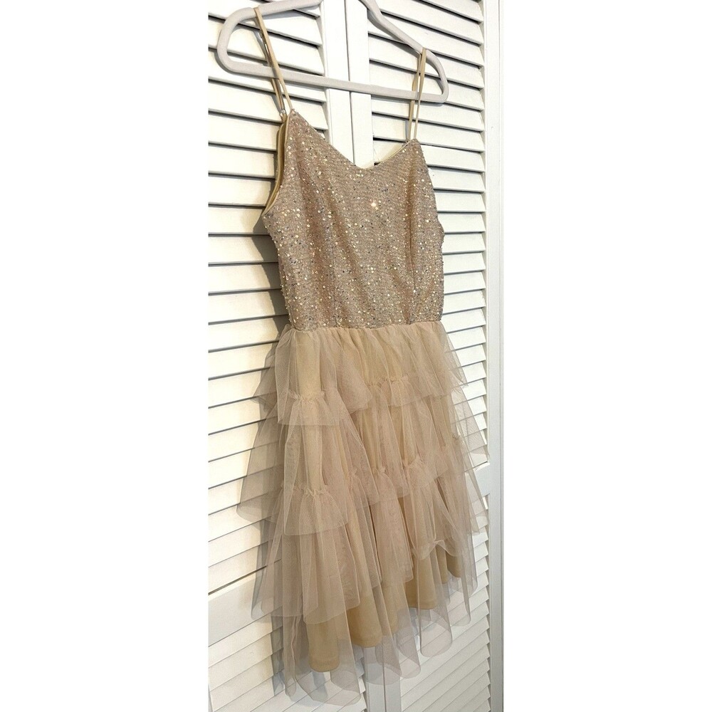 Dressystar Dress Peach Seaquin Adjustable Strap Stretch Women’s Size Large - Picture 2 of 9